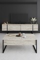 Masuta de cafea, Bexley, Luxe, 90x60x40 cm, PAL, Travertin / Negru