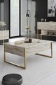 Masuta de cafea, Bexley, Luxe, 90x60x40 cm, PAL, Travertin / Auriu