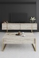 Masuta de cafea, Bexley, Luxe, 90x60x40 cm, PAL, Travertin / Auriu