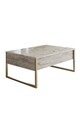 Masuta de cafea, Bexley, Luxe, 90x60x40 cm, PAL, Travertin / Auriu