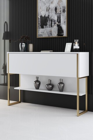 Dulap, Bexley, Luxe, 120x80x30 cm, PAL, Aur/Alb