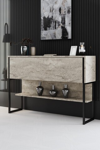 Dulap, Bexley, Luxe, 120x80x30 cm, PAL, Travertin / Negru