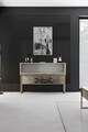 Dulap, Bexley, Luxe, 120x80x30 cm, PAL, Travertin / Auriu