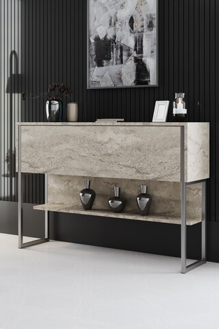 Dulap, Bexley, Luxe, 120x80x30 cm, PAL, Travertin / Argint
