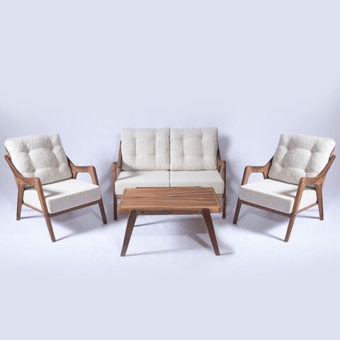 Set masa si scaune de gradina 4 piese, Hanah Home, MYC01, Crem