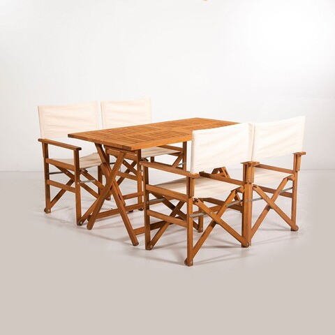 Set masa si scaune de gradina 5 piese, Hanah Home, MYR01, Crem
