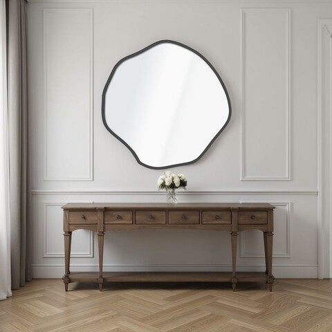 Oglinda decorativa, Lumisfera, Bowed 40 x 40, 40x40 cm, MDF, Negru