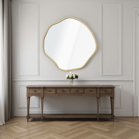 Oglinda decorativa, Lumisfera, Bowed 60 x 60, 60x60 cm, MDF, Auriu