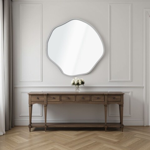 Oglinda decorativa, Lumisfera, Bowed 40 x 40, 40x40 cm, MDF, Argintiu