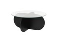 Masuta de cafea, Nordure, Aeris, 75x35x75 cm, Sticla temperata , Lemn negru / Transparent