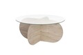 Masuta de cafea, Nordure, Aeris, 75x35x75 cm, Sticla temperata , Travertin / Transparent