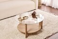 Masuta de cafea, Nordure, Clara, 75x40x75 cm, Sticla temperata , Stejar Safir / Transparent