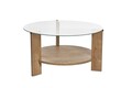 Masuta de cafea, Nordure, Clara, 75x40x75 cm, Sticla temperata , Stejar Safir / Transparent