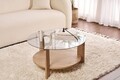 Masuta de cafea, Nordure, Clara, 75x40x75 cm, Sticla temperata , Stejar Safir / Fume