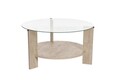 Masuta de cafea, Nordure, Clara, 75x40x75 cm, Sticla temperata , Travertin / Transparent