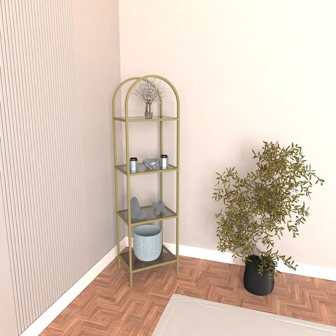 Bufet, Caliente, Mona-Gold 40, 175x30x40 cm, Sticla temperata, Auriu