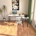 Birou, Caliente, Viva L, 150x74 cm, PAL, Alb/Negru