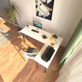 Birou, Caliente, Viva L, 150x74 cm, PAL, Alb/Negru