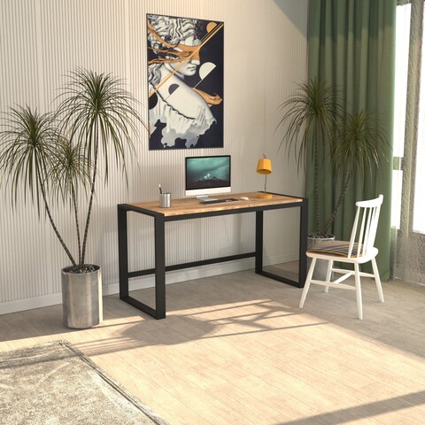 Birou, Caliente, Marsilya 152, 152x77x55 cm, PAL, Negru / Pin Atlantic