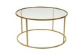 Masuta de cafea, Caliente, Berlin 80, 80x43x80 cm, Sticla temperata, Auriu / Transparent