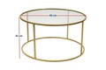 Masuta de cafea, Caliente, Berlin 80, 80x43x80 cm, Sticla temperata, Auriu / Transparent