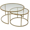Masuta de cafea, Caliente, Belarus 80, 80x43x80 cm, Sticla temperata, Auriu / Transparent