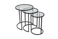 Set masute 3 piese, Caliente, Alya, Sticla temperata, Negru/Transparent