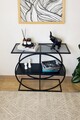 Bufet, Caliente, Cloudy, 80x83x30 cm, PAL melaminat / Sticla temperata fumurie, Negru / Fume