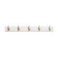 Cuier de perete din lemn, Daisetta, ASK-005, 65x7x8 cm, Lemn, Alb/Auriu