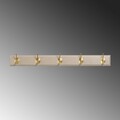 Cuier de perete din lemn, Daisetta, ASK-009, 65x7x8 cm, Lemn, Alb/Auriu