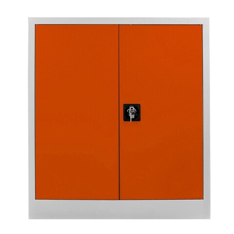 Dulap de depozitare cu incuietoare, Shelvoria, Js1003Tu, 92x100x40 cm, Otel, Gri / Portocaliu