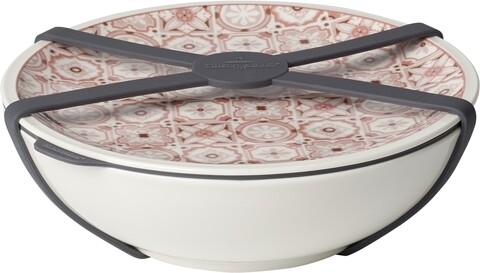 Tál fedővel ebédre, Villeroy & Boch, To Go Rose Dish L, vízzáró, 800 ml, prémium porcelán / szilikon