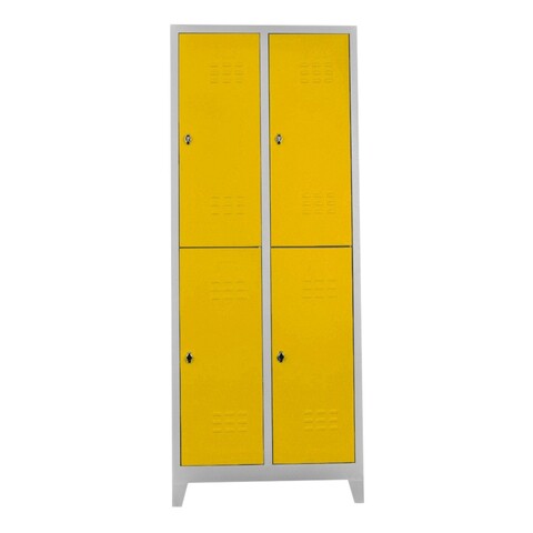 Dulap de depozitare cu incuietoare, Shelvoria, Js1013Sa, 79x200x40 cm, Otel, Gri / Galben