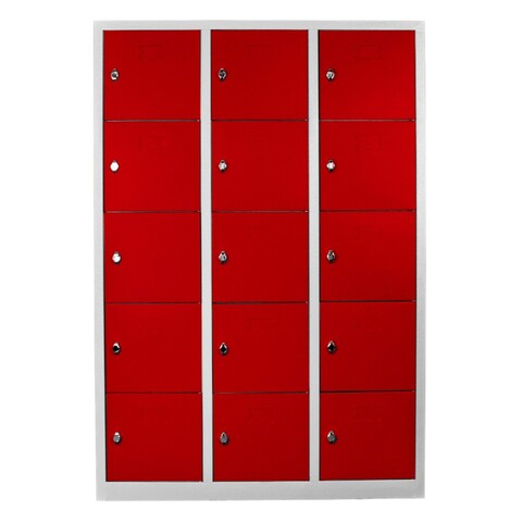 Dulap de depozitare cu incuietoare, Shelvoria, Js1018Kı, 117x170x40 cm, Otel, Gri/Roșu