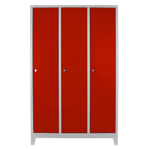 Dulap de depozitare cu incuietoare, Shelvoria, Js1027Kı, 97x185x37 cm, Otel, Gri/Roșu