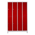 Dulap de depozitare cu incuietoare, Shelvoria, Js1030Kı, 128x200x37 cm, Otel, Gri/Roșu