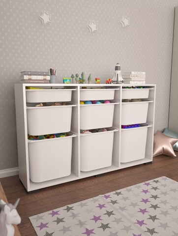 Dulap multifunctional, Estella, Bofi, 134x84x30 cm, PAL, Alb