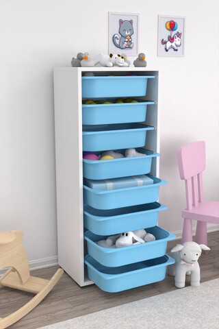 Dulap multifunctional, Estella, Cara 8N, PAL, Alb/Albastru