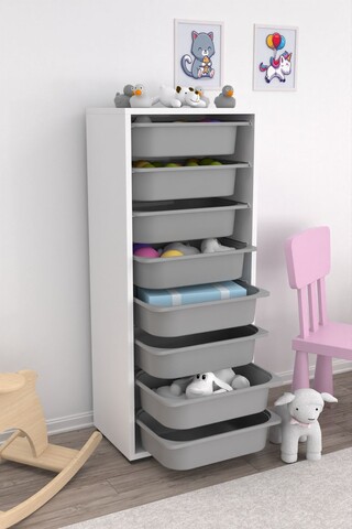 Dulap multifunctional, Estella, Cara 8N, PAL, Alb/Gri