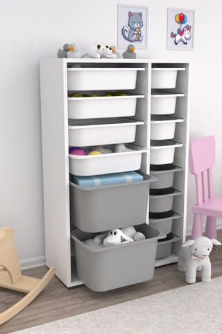 Dulap multifunctional, Estella, Rine 2D4K8U, PAL, Alb/Gri