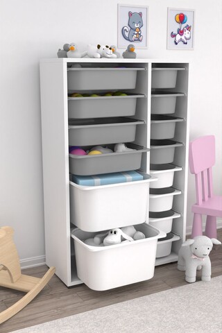 Dulap multifunctional, Estella, Rine 2D4K8U, PAL, Alb/Gri