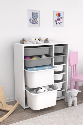 Dulap multifunctional, Estella, Zen 2D2K6U, PAL, Alb/Gri