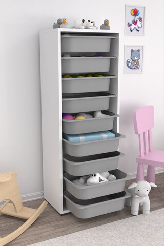 Dulap multifunctional, Estella, Zola 9N, PAL, Alb/Gri