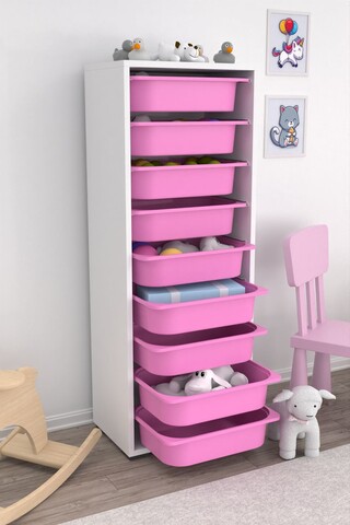 Dulap multifunctional, Estella, Zola 9N, PAL, Alb/Roz