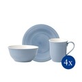 Reggeli szett 12 darab, mint a Villeroy & Boch, Color Loop Horizon, prémium porcelán, kék