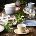 12 darabos kávéskészlet, mint a Villeroy & Boch, Color Loop Rose, prémium porcelán, rózsaszín