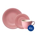 Set de cafea 12 piese, Like Villeroy & Boch, Color Loop Rose, portelan premium, roz