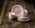 12 darabos kávéskészlet, mint a Villeroy & Boch, Color Loop Rose, prémium porcelán, rózsaszín