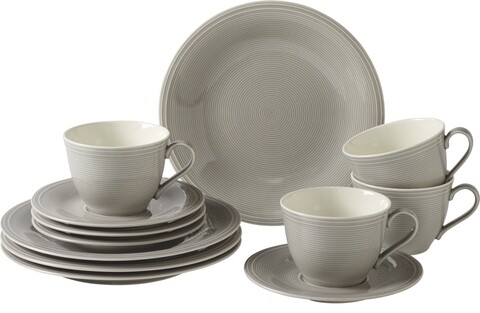 Set de cafea 12 piese, Like Villeroy & Boch, Color Loop Stone, portelan premium, gri