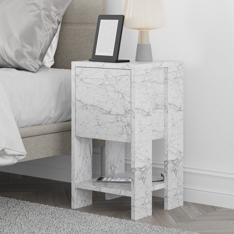 Noptiera, Homitis, Ema, 30x55x30 cm, PAL, Marmura Carrara